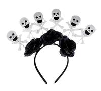 Fascia per capelli con fiori e teschi delicati sottili nastri per capelli laterali a forma di fiore simulato fascia di Halloween per ragazze