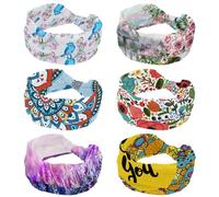 Fascia per capelli con fiori e torre Eiffel, morbida, larga, per donne e ragazze, fascia elastica con nodo, fascia per capelli sportiva alla moda per allenamento, yoga, palestra, corsa, 6 pezzi