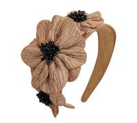 Fascia per capelli con fiori, larghezza 4 cm, stile vintage, per sposa, matrimonio, con perle, stile retrò, per capelli da donna, per il viso, doccia, per la cura della pelle, caffè