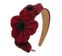 Fascia per capelli con fiori, larghezza 4 cm, stile vintage, per sposa, matrimonio, con perle, stile retrò, per capelli da donna, per la cura della pelle, colore rosso