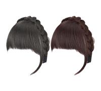 Fascia per capelli con frangia Frangia finta frontale soffice Parrucca intrecciata sintetica con frangia Fascia antiscivolo Estensioni dei capelli per donne Ragazze Marrone Nero Frangia Fascia per cap