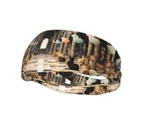 Fascia per capelli con gatto che gioca a scacchi, per donne e uomini, con motivi unici personalizzati, fascia larga antiscivolo per corsa, palestra, yoga e altro ancora, accessori per capelli alla