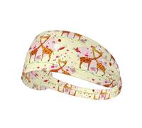 Fascia per capelli con giraffa, cuore e fiori e farfalle, antiscivolo, mantiene il sudore lontano dagli occhi, per yoga, palestra e allenamento