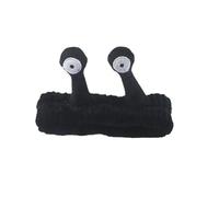 Fascia per capelli con lumaca con occhi grandi, per lavare il viso, graziosa fascia elastica per capelli, in morbido pile di corallo, per donne e ragazze (nero)