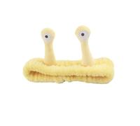 Fascia per capelli con lumaca con occhi grandi, per lavare il viso, graziosa fascia elastica per capelli, in morbido pile di corallo, per donne e ragazze (giallo)