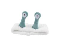 Fascia per capelli con lumaca con occhi grandi, per lavare il viso, graziosa fascia elastica per capelli, in morbido pile di corallo, per donne e ragazze (bianco)