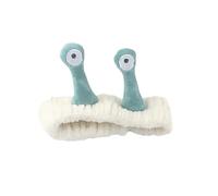 Fascia per capelli con lumaca con occhi grandi, per lavare il viso, graziosa fascia elastica per capelli, in morbido pile di corallo, per donne e ragazze (beige)