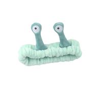 Fascia per capelli con lumaca con occhi grandi, per lavare il viso, graziosa fascia elastica per capelli, in morbido pile di corallo, per donne e ragazze (verde)