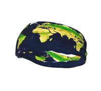 Fascia per capelli con mappa del mondo, fascia per capelli, antiscivolo, elastica, lavabile, per trucco