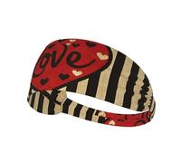 Fascia per capelli con motivo a righe e cuori rossi, fasce sportive per uomo e donna, fascia per capelli per San Valentino, per allenamento, atletica, corsa, yoga, basket, palestra