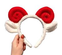 Fascia per capelli con orecchie di agnello in corno di pecora, in morbido pile, accessorio per capelli, da donna, per lavare il viso e la doccia (RD)