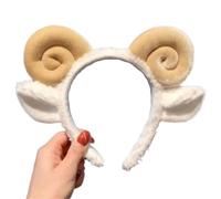 Fascia per capelli con orecchie di agnello in corno di pecora, in morbido pile, da donna, per lavare il viso, doccia, accessori per capelli (YL)
