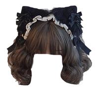 Fascia per capelli con orecchie pelose con volant in peluche anime puntelli per cameriera copricapo accessori da donna fascia con fiocco peluche per le donne con fiocchi orecchie