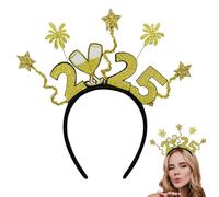 Fascia per capelli con paillettes stella glitterata di Capodanno, Fascia per felice anno nuovo - Fasce per capelli con fuochi d'artificio con stelle dorate glitterate - Oggetti di scena per costumi da
