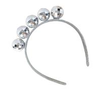 Fascia Per Capelli Con Palla Da Discoteca, Scintillante Retrò, 1 Pezzo, Fascia Per Capelli Con Palla Da Discoteca, Boppers Per La Testa In Argento Con A Specchio Vintage. Divertente Design Lucid
