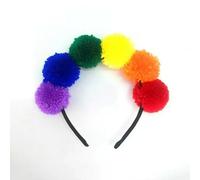 Fascia Per Capelli Con Palline Di Lana Arcobaleno Da 1 Pezzo, Elastici Per Capelli Con Palline Di Lana Elastiche Da 6 Pezzi, Graziosa Fascia Da Principessa, Decorazione Per Feste Di Carnevale.