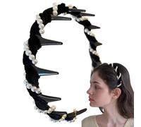 Fascia per capelli con perle, da donna, accessorio per capelli ondulato, elegante fascia con perline, antiscivolo, per donne, tutti i giorni, matrimoni, eventi
