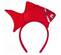 Fascia per capelli con pesce, fasce per animali in peluche 3D per Halloween e feste - Accessorio per capelli per costume da pesce azzurro rosso cartone animato con paillettes per bambini Fascia per