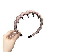 Fascia per capelli con pettine per capelli a forma di U, alla moda, elegante, intrecciata, ondulata, antiscivolo, da donna (S1 rosa, taglia unica)