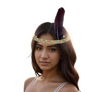 Fascia per capelli con piume, indiana con piume, da donna, stile americano, con piume elastiche, per cowboy western carnevale, Halloween, per feste a tema, per il montaggio di rose