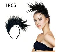 Fascia per capelli con piume stile anni '20, copricapo da regina del ballo anni '50 per donne, adatto per Kentucky Derby, feste, matrimoni e tè stile Gatsby Tagli Unica,invia biancoColore unicoPiume d