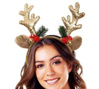 Fascia per capelli con renna - Velvet Celebration Jingle Bell, corona per costume | Tiara con glitter di Natale, morbido peluche di peluche, decorazione per capelli per ragazze, adulti, spettacoli