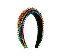 Fascia per capelli con rivetti colorati, in spugna, stile hip hop, per donne e ragazze, fascia per capelli esagerata multi