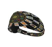Fascia per capelli con ruota dell'astrologia e tarocchi, fascia elastica unisex, fascia traspirante per sport, corsa, yoga.