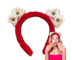 Fascia Per Capelli Con Serpente Rosso - Adorabile Fascia Per Capelli In Peluche Con Serpente Rosso, Copricapo Confortevole E Per Il Festival Di Primavera | Fascia Perfetta Per Il Capodanno Cine