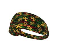 Fascia per capelli con simbolo degli dei egizi Ankh rosso e verde, fascia elastica unisex, fascia traspirante per sport, corsa, yoga.