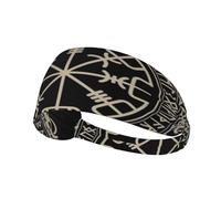 Fascia per capelli con simbolo pagano della mitologia norrena dei vichinghi, fascia elastica unisex, fascia traspirante per sport, corsa, yoga.