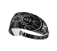 Fascia per capelli con simbolo pagano della mitologia norrena dei vichinghi, fascia elastica unisex, fascia traspirante per sport, corsa, yoga.
