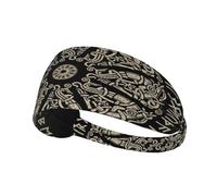 Fascia per capelli con simbolo pagano della mitologia norrena dei vichinghi, fascia elastica unisex, fascia traspirante per sport, corsa, yoga.