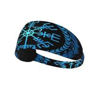 Fascia per capelli con simbolo pagano della mitologia norrena dei vichinghi, fascia elastica unisex, fascia traspirante per sport, corsa, yoga.