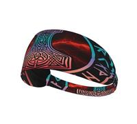 Fascia per capelli con simbolo pagano della mitologia norrena dei vichinghi, fascia elastica unisex, fascia traspirante per sport, corsa, yoga.