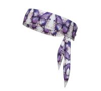 Fascia per capelli con stampa a farfalla e pittura a olio viola, adatta per basket, corsa, atletica e campo
