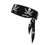 Fascia per capelli con stampa bandiera pirata, regolabile, per uomo, fascia per il sudore per yoga, corsa, basket