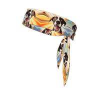 Fascia per capelli con stampa di cane arcobaleno in stile cartone animato, fascia adattabile, perfetta per corsa, fitness e altri sport.