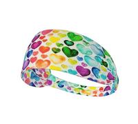 Fascia per capelli con stampa di cuori arcobaleno, fascia per capelli antiscivolo, mantiene il sudore lontano dagli occhi, per yoga, palestra e allenamento