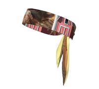 Fascia per capelli con stampa di gallo su legno nei terreni agricoli per uomo e donna, fascia per il sudore, traspirante, per tennis, palestra, allenamento