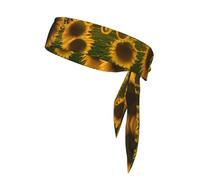 Fascia per capelli con stampa di girasoli e luce solare, unisex, per basket, corsa, karate