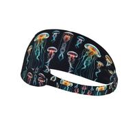 Fascia per capelli con stampa di meduse oceaniche, antiscivolo, mantiene il sudore lontano dagli occhi, per yoga, palestra e allenamento
