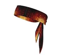 Fascia per capelli con stampa di note musicali rosse e fiamme, unisex, traspirante, per tennis, palestra, allenamento