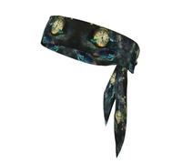 Fascia per capelli con stampa di orologi con farfalle, unisex, traspirante, per tennis, palestra, allenamento