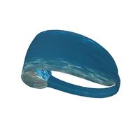 Fascia per capelli con stampa di paesaggio marino ondulato blu oceano, fascia per capelli antiscivolo, mantiene il sudore lontano dagli occhi, per yoga, palestra e allenamento