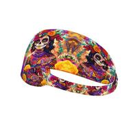 Fascia per capelli con stampa di scheletro e teschio, antiscivolo, mantiene il sudore lontano dagli occhi, per yoga, palestra e allenamento