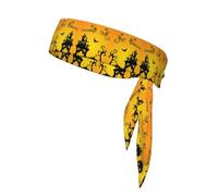 Fascia per capelli con stampa di zucca e pipistrello di Halloween, per uomini e donne, fascia per il sudore traspirante, cravatta per la testa per tennis, palestra allenamento fasce per il sudore