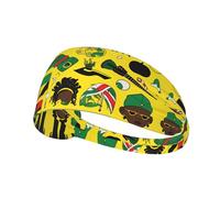 Fascia per capelli con stampa elementi giamaicani, fascia per capelli da viaggio per sport all'aria aperta, fascia elastica per esercizi di yoga, ciclismo e fitness