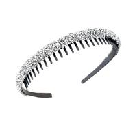 Fascia per capelli con strass brillanti con pettine per denti, elegante, antiscivolo, accessorio per la testa per il lavaggio quotidiano del viso per uso quotidiano e feste