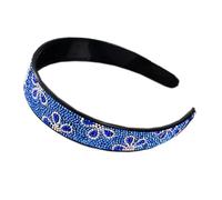 Fascia per capelli con strass, con diamanti finti, per matrimonio, anniversario, trifoglio blu